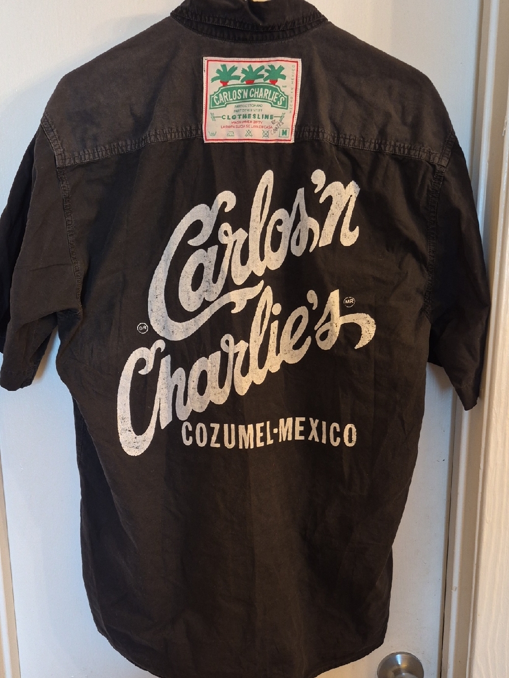 Carlos'n Charlie's Vintage Black Graphic Shirt - White Logo